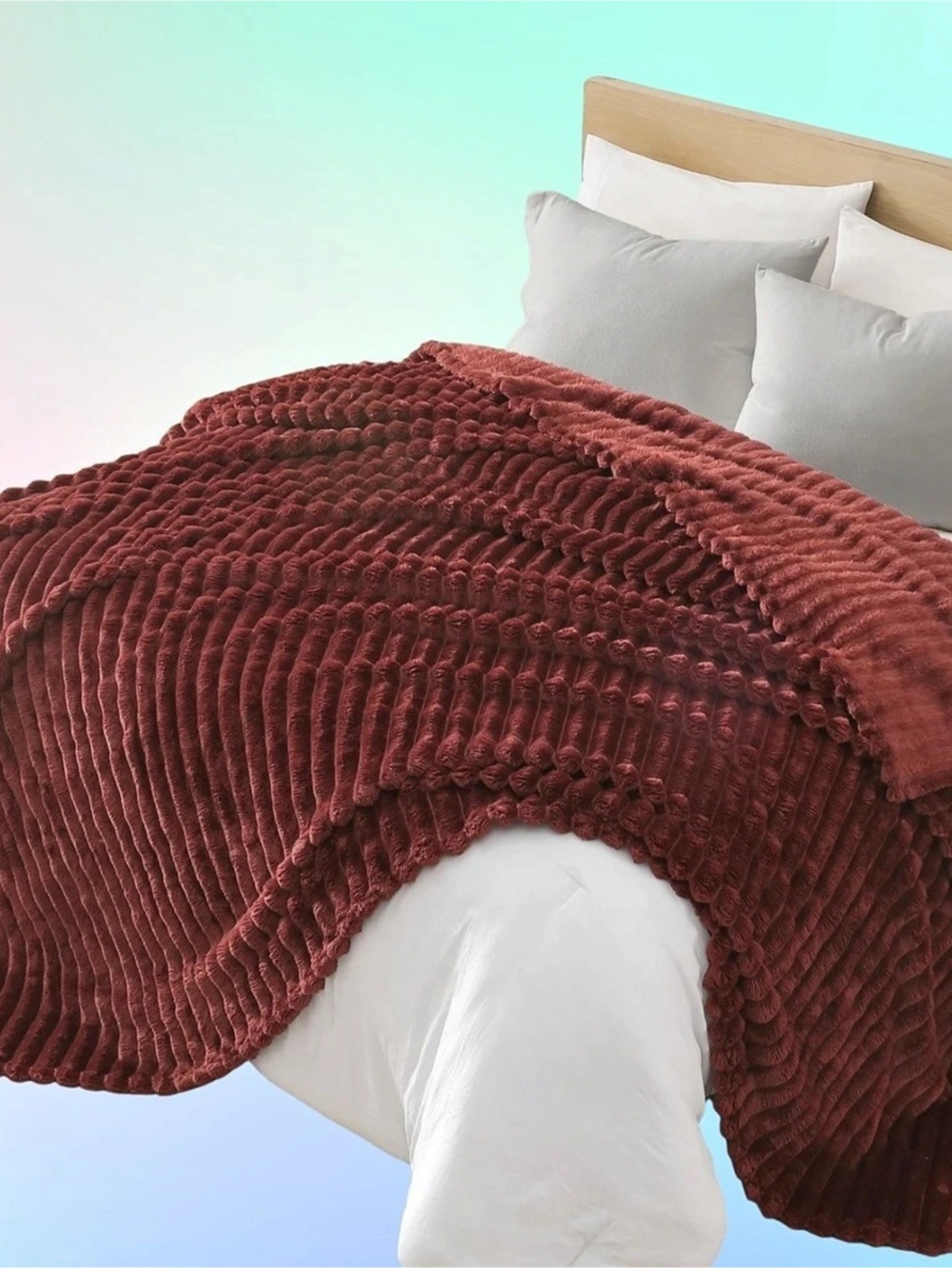 CGK Channel Fleece Burgundy Throw Blanket NWT
